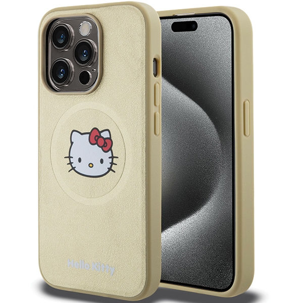 Hello Kitty - Hardcase Leather Kitty Head MagSafe (HKHMP14LPGHCKD) - iPhone 14 Pro - Gold