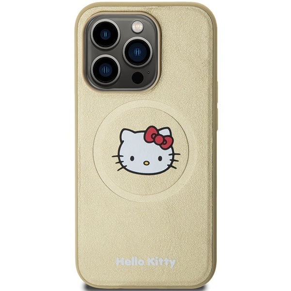 Hello Kitty - Hardcase Leather Kitty Head MagSafe (HKHMP14LPGHCKD) - iPhone 14 Pro - Gold