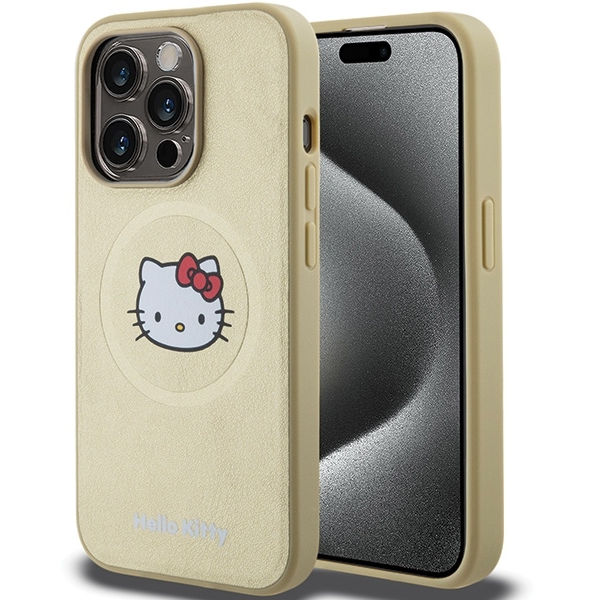 Hello Kitty - Hardcase Leather Kitty Head MagSafe (HKHMP14XPGHCKD) - iPhone 14 Pro Max - Gold