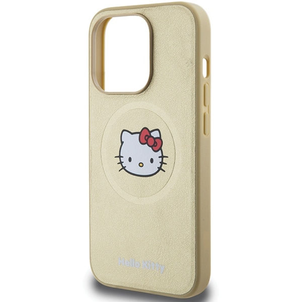 Hello Kitty - Hardcase Leather Kitty Head MagSafe (HKHMP14XPGHCKD) - iPhone 14 Pro Max - Gold