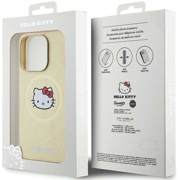 Hello Kitty - Hardcase Leather Kitty Head MagSafe (HKHMP14XPGHCKD) - iPhone 14 Pro Max - Gold