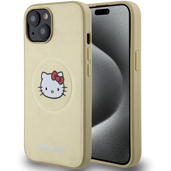 Hello Kitty - Hardcase Leather Kitty Head MagSafe (HKHMP15SPGHCKD) - iPhone 15 - Gold