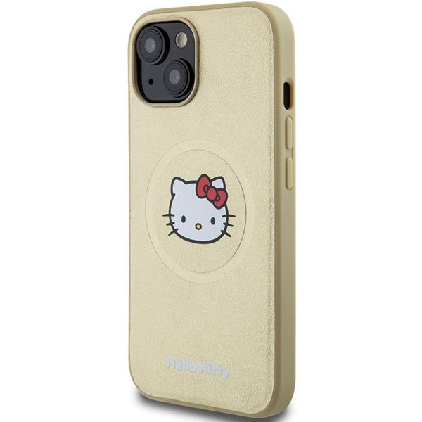 Hello Kitty - Hardcase Leather Kitty Head MagSafe (HKHMP15SPGHCKD) - iPhone 15 - Gold