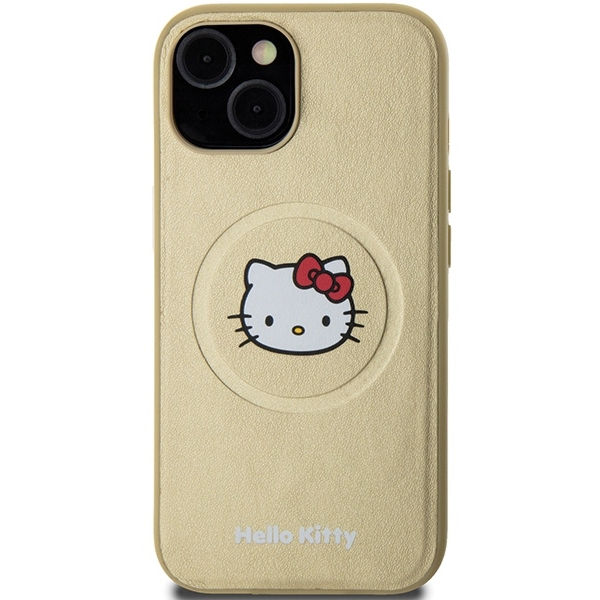 Hello Kitty - Hardcase Leather Kitty Head MagSafe (HKHMP15SPGHCKD) - iPhone 15 - Gold