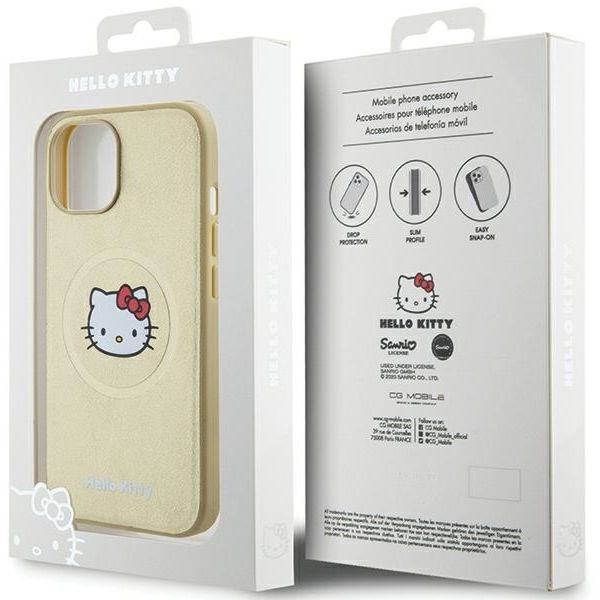 Hello Kitty - Hardcase Leather Kitty Head MagSafe (HKHMP15SPGHCKD) - iPhone 15 - Gold