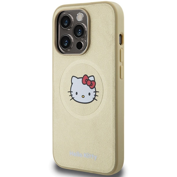 Hello Kitty - Hardcase Leather Kitty Head MagSafe (HKHMP15XPGHCKD) - iPhone 15 Pro Max - Gold