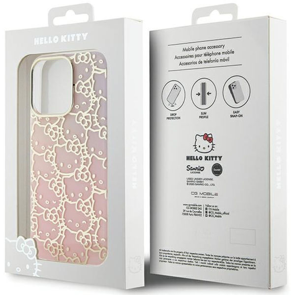 Hello Kitty - Hardcase IML Gradient Electrop Crowded Kitty Head (HKHCP14XHCHPEP) - iPhone 14 Pro Max - Pink