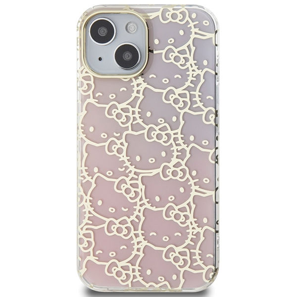 Hello Kitty - Hardcase IML Gradient Electrop Crowded Kitty Head (HKHCP15SHCHPEP) - iPhone 15 - Pink