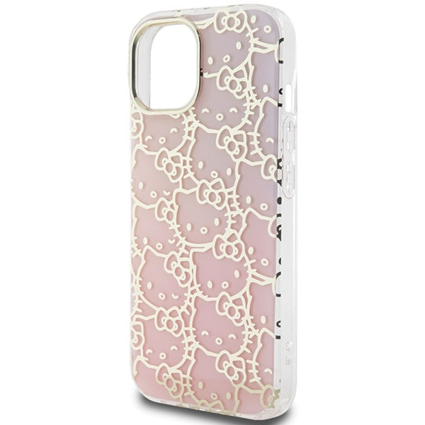 Hello Kitty - Hardcase IML Gradient Electrop Crowded Kitty Head (HKHCP15SHCHPEP) - iPhone 15 - Pink