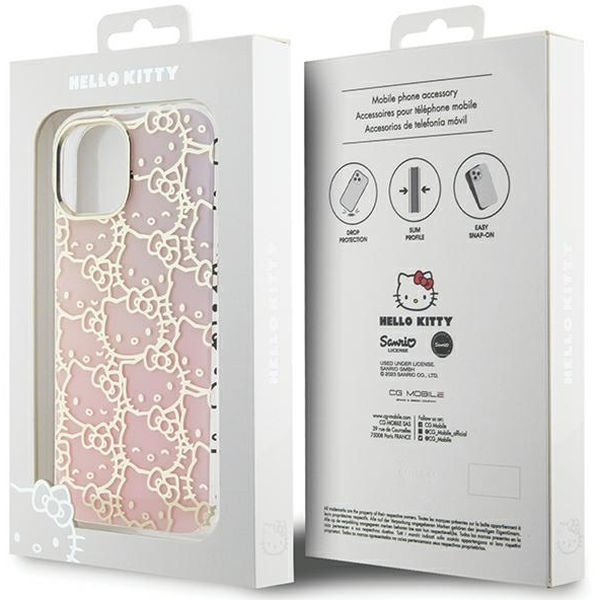 Hello Kitty - Hardcase IML Gradient Electrop Crowded Kitty Head (HKHCP15SHCHPEP) - iPhone 15 - Pink