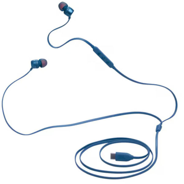 JBL - Wired Earphones 310C - Type-C, Hi-Res Audio, Pure Bass Sound, 3 Buttons Remote with Microphone - Blue