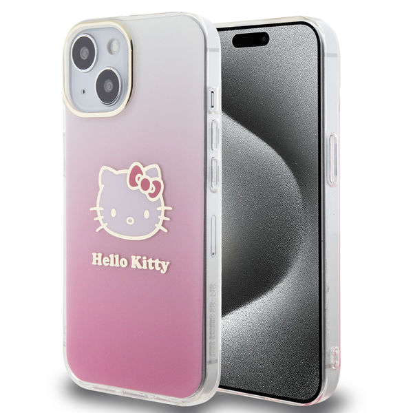 Hello Kitty - Hardcase IML Gradient Electrop Kitty Head (HKHCP15SHDGKEP) - iPhone 15 - Pink