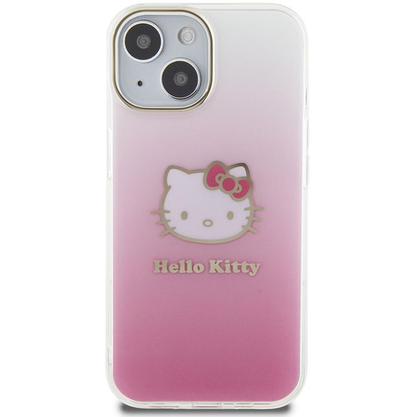 Hello Kitty - Hardcase IML Gradient Electrop Kitty Head (HKHCP15SHDGKEP) - iPhone 15 - Pink
