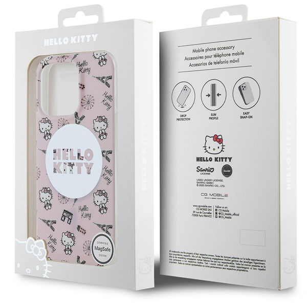 Hello Kitty - Hardcase IML All Over Paris MagSafe (HKHMP16LHAOPP) - iPhone 16 Pro - Pink