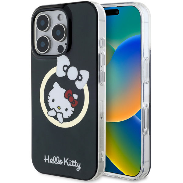 Hello Kitty - Hardcase IML Fun Bow MagSafe (HKHMP16LHFLBK) - iPhone 16 Pro - Black