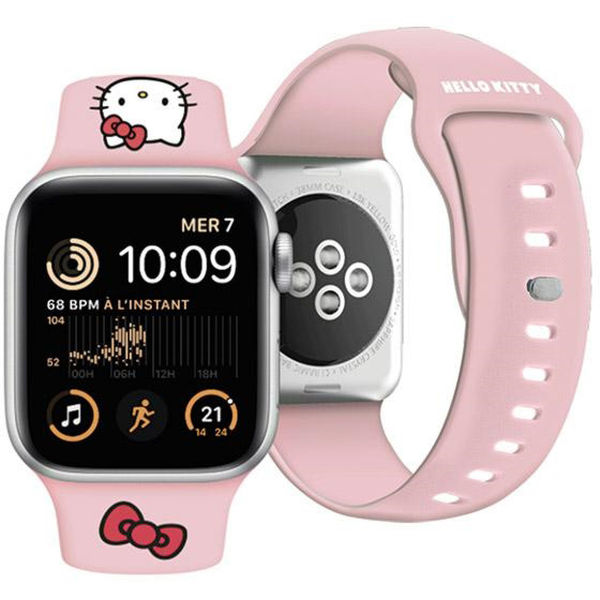 Hello Kitty - Strap Silicone (HKAWLSCHBLP) - Apple Watch 1/2/3/4/5/6/7/8/9/10/SE/SE 2/Ultra/Ultra 2 (42/44/45/46/49mm) - Pink