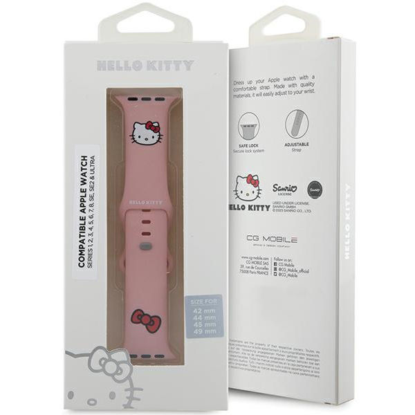 Hello Kitty - Strap Silicone (HKAWLSCHBLP) - Apple Watch 1/2/3/4/5/6/7/8/9/10/SE/SE 2/Ultra/Ultra 2 (42/44/45/46/49mm) - Pink