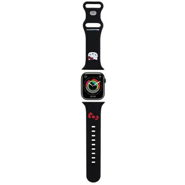 Hello Kitty - Strap Silicone Kitty Head (HKAWMSCHBLK) - Apple Watch 1/2/3/4/5/6/7/8/9/10/SE/SE 2 (38/40/41/42mm) - Black
