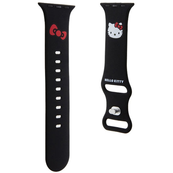 Hello Kitty - Strap Silicone Kitty Head (HKAWMSCHBLK) - Apple Watch 1/2/3/4/5/6/7/8/9/10/SE/SE 2 (38/40/41/42mm) - Black