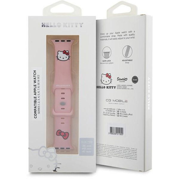 Hello Kitty - Strap Silicone Kitty Head (HKAWMSCHBLP) - Apple Watch 1/2/3/4/5/6/7/8/9/10/SE/SE 2 (38/40/41/42mm) - Pink