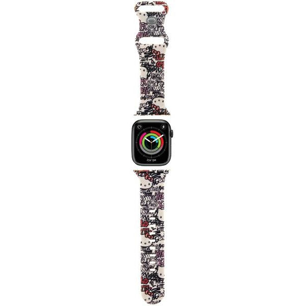 Hello Kitty - Strap Silicone Tags Graffiti (HKAWMSDGPTE) - Apple Watch 1/2/3/4/5/6/7/8/9/10/SE/SE 2 (38/40/41/42mm) - Beige