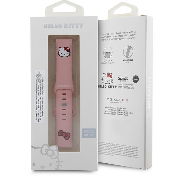Hello Kitty - Strap Silicone Kitty Head (HKUWMSCHBLP) - Samsung Watch 4/5, Huawei Watch GT 3 (42mm)/GT 3 Pro (43mm) - Pink