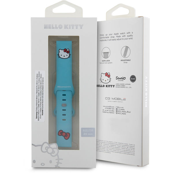 Hello Kitty - Strap Silicone Kitty Head (HKUWMSCHBLB) - Samsung Watch 4/5, Huawei Watch GT 3 (42mm)/GT 3 Pro (43mm) - Blue