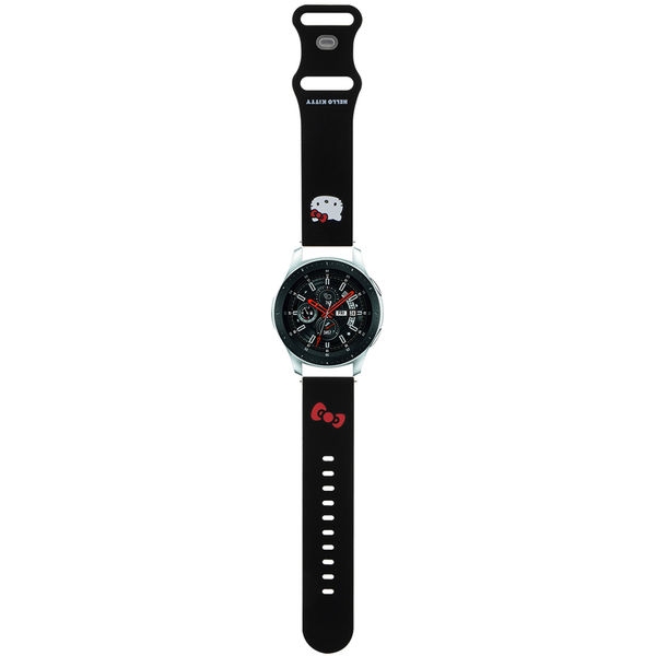 Hello Kitty - Strap Silicone Kitty Head (HKUWLSCHBLK) - Samsung Watch (46mm)/Watch 3, Huawei Watch GT 2/GT 3 (46mm) - Black