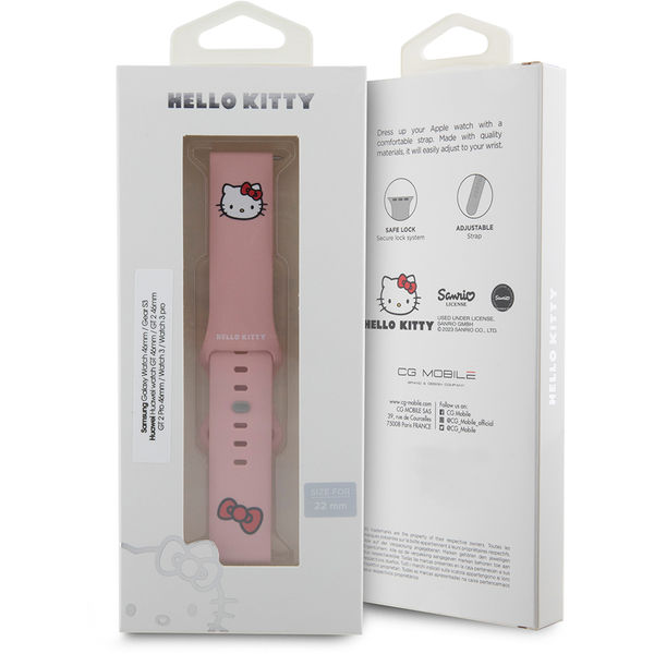 Hello Kitty - Strap Silicone Kitty Head (HKUWLSCHBLP) - Samsung Watch (46mm)/Watch 3, Huawei Watch GT 2/GT 3 (46mm) - Pink