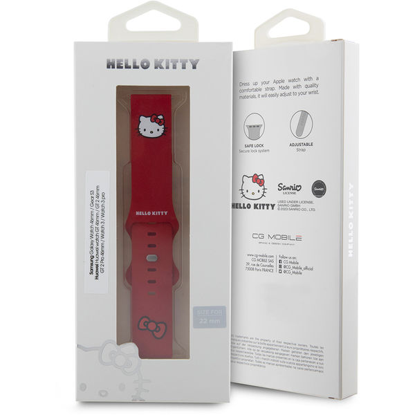 Hello Kitty - Strap Silicone Kitty Head (HKUWLSCHBLR) - Samsung Watch (46mm)/Watch 3, Huawei Watch GT 2/GT 3 (46mm) - Red