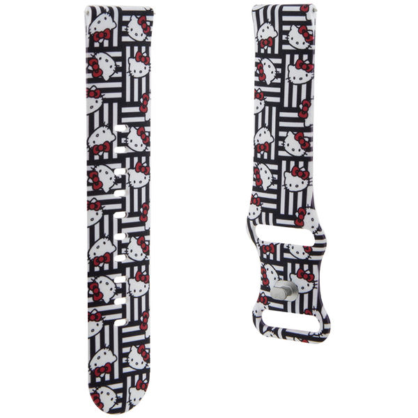 Hello Kitty - Strap Silicone Heads & Stripes (HKUWLSDIESK)-Samsung Watch (46mm)/Watch 3, Huawei Watch GT 2/GT 3 (46mm)- Black