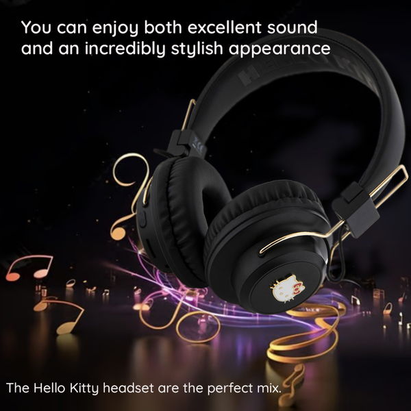 Hello Kitty - Wireless Headphones Metal Logo (HKBH9KHLMP) - On-ear, Bluetooth V5.3, 200mAh, IPX4, Type-C - Pink