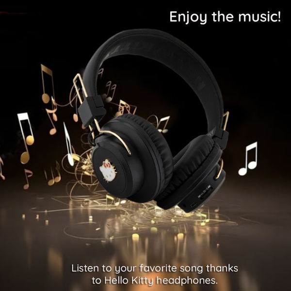 Hello Kitty - Wireless Headphones Metal Logo (HKBH9KHLMP) - On-ear, Bluetooth V5.3, 200mAh, IPX4, Type-C - Pink