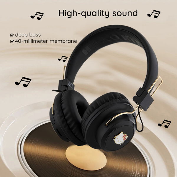 Hello Kitty - Wireless Headphones Metal Logo (HKBH9KHLMP) - On-ear, Bluetooth V5.3, 200mAh, IPX4, Type-C - Pink