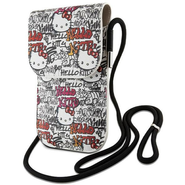 Hello Kitty - Leather Tags Graffiti Cord (HKOWBHDGPTE) - Phone Pouch, Crossbody - Beige