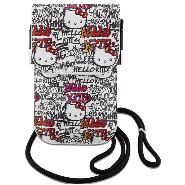 Hello Kitty - Leather Tags Graffiti Cord (HKOWBHDGPTE) - Phone Pouch, Crossbody - Beige
