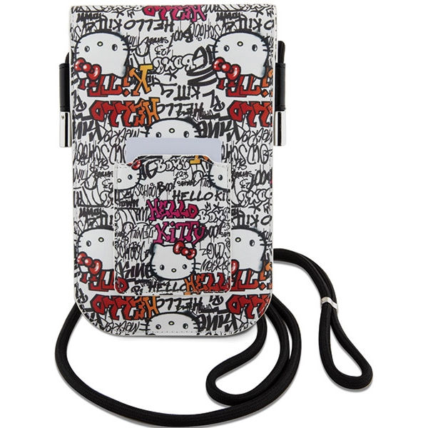Hello Kitty - Leather Tags Graffiti Cord (HKOWBHDGPTE) - Phone Pouch, Crossbody - Beige