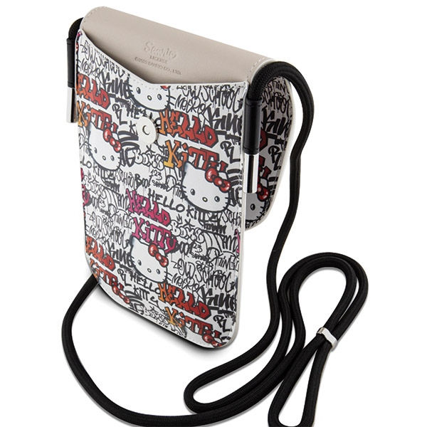 Hello Kitty - Leather Tags Graffiti Cord (HKOWBHDGPTE) - Phone Pouch, Crossbody - Beige