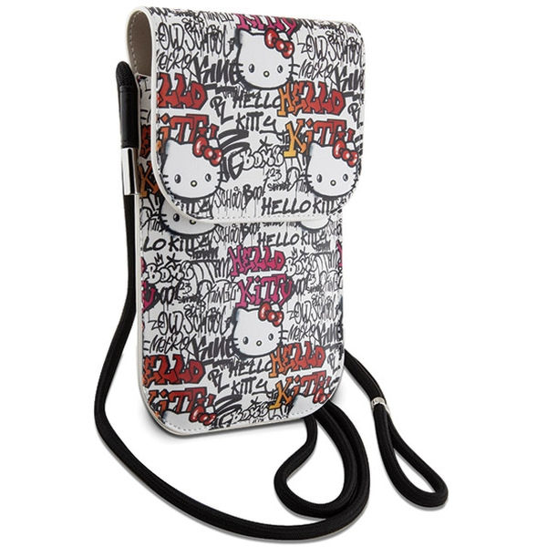 Hello Kitty - Leather Tags Graffiti Cord (HKOWBHDGPTE) - Phone Pouch, Crossbody - Beige