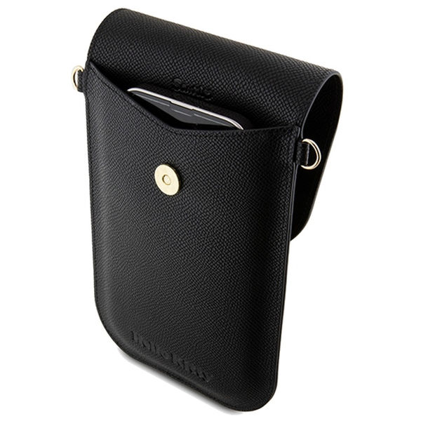 Hello Kitty - Leather Metal Logo Chain (HKOWBPGHDLMK) - Phone Pouch, Crossbody - Black