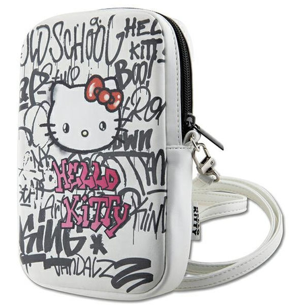 Hello Kitty - Leather Graffiti Kitty Head (HKPBPDGPHE) - Phone Pouch, Crossbody - White