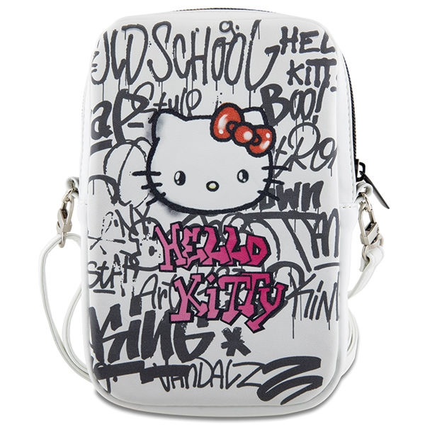 Hello Kitty - Leather Graffiti Kitty Head (HKPBPDGPHE) - Phone Pouch, Crossbody - White