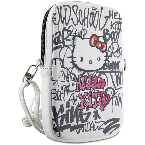 Hello Kitty - Leather Graffiti Kitty Head (HKPBPDGPHE) - Phone Pouch, Crossbody - White