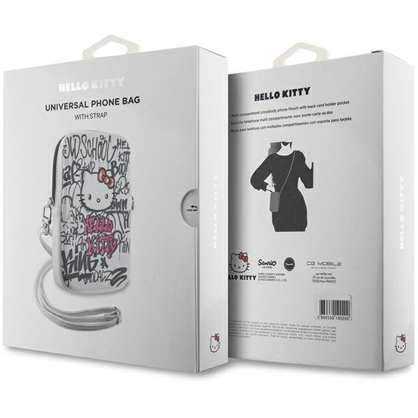 Hello Kitty - Leather Graffiti Kitty Head (HKPBPDGPHE) - Phone Pouch, Crossbody - White