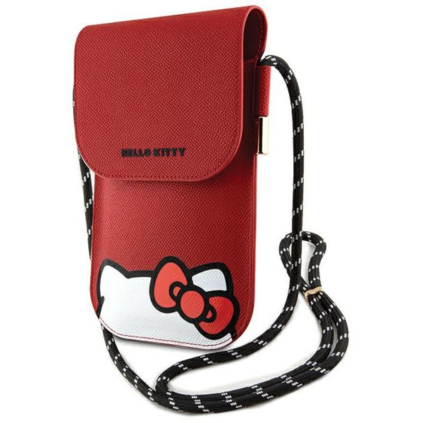 Hello Kitty - Leather Hiding Kitty Cord (HKOWBPSCKER) - Phone Pouch, Crossbody - Red