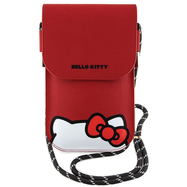 Hello Kitty - Leather Hiding Kitty Cord (HKOWBPSCKER) - Phone Pouch, Crossbody - Red