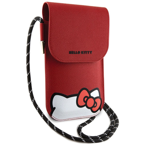 Hello Kitty - Leather Hiding Kitty Cord (HKOWBPSCKER) - Phone Pouch, Crossbody - Red