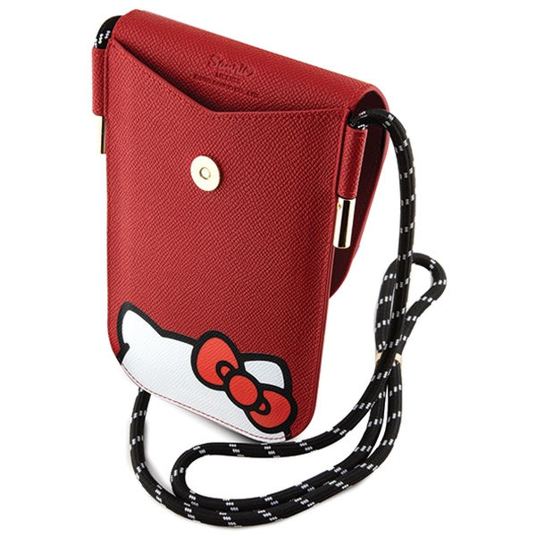 Hello Kitty - Leather Hiding Kitty Cord (HKOWBPSCKER) - Phone Pouch, Crossbody - Red