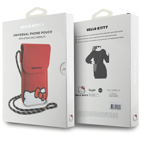 Hello Kitty - Leather Hiding Kitty Cord (HKOWBPSCKER) - Phone Pouch, Crossbody - Red