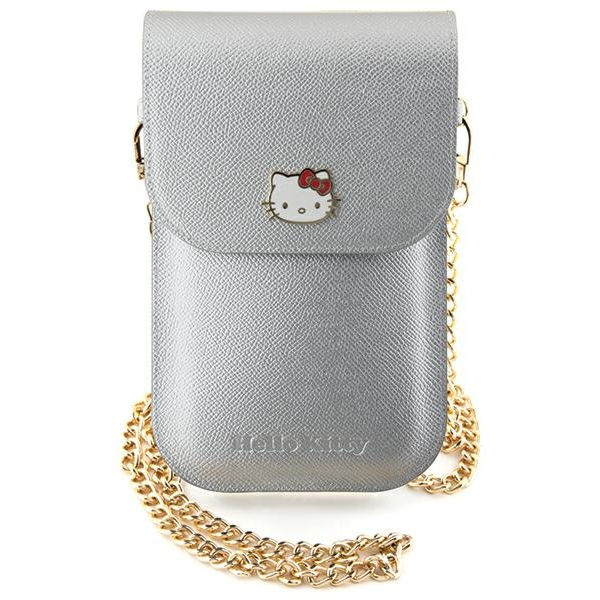 Hello Kitty - Leather Metal Logo Chain (HKOWBPGHDLMS) - Phone Pouch, Crossbody - Silver
